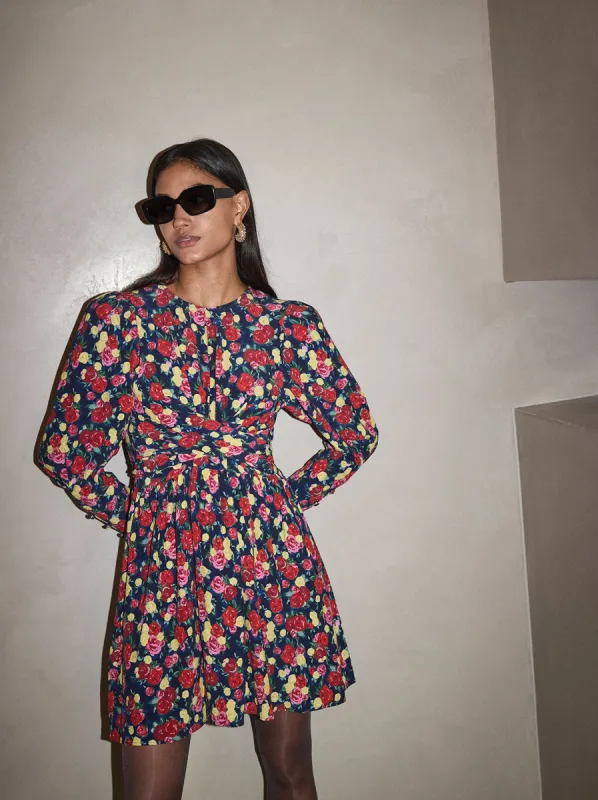 Jeanetta Painted Floral Print Mini Dress sold by KITRI Studio