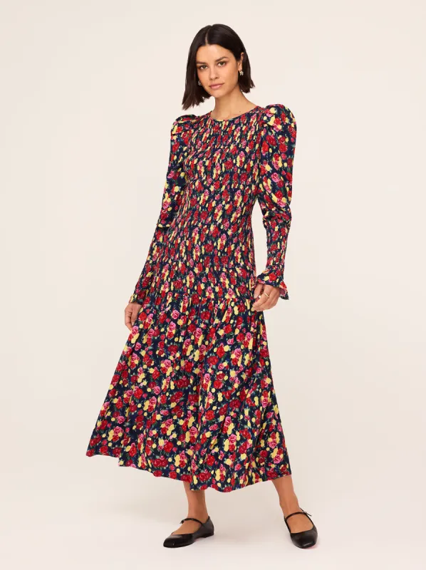 Wren Painted Floral Print Shirred Dress sold by KITRI Studio
