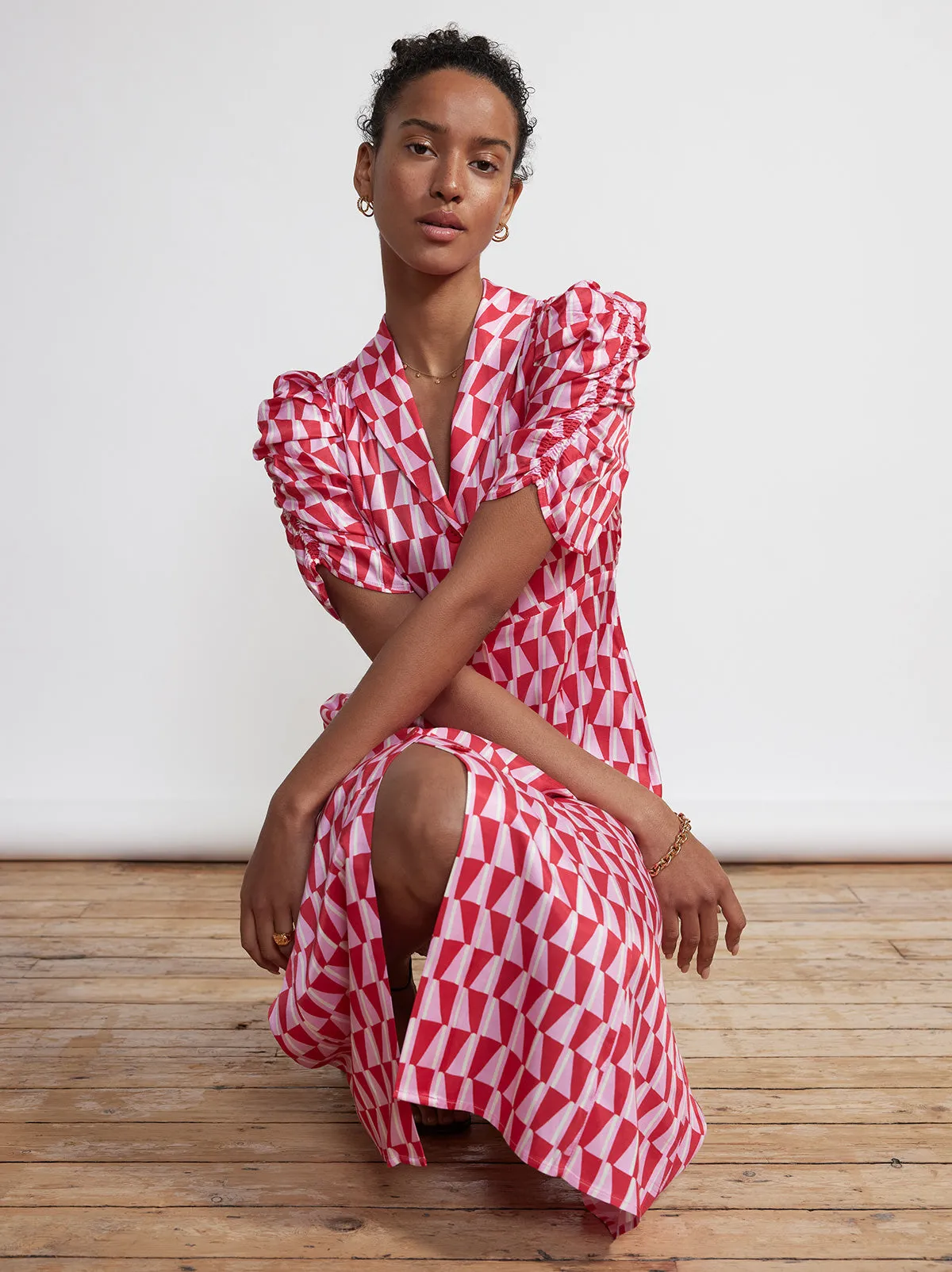 Maguire Pink Tile Print Midi Dress sold by KITRI Studio product image thumbnail 3