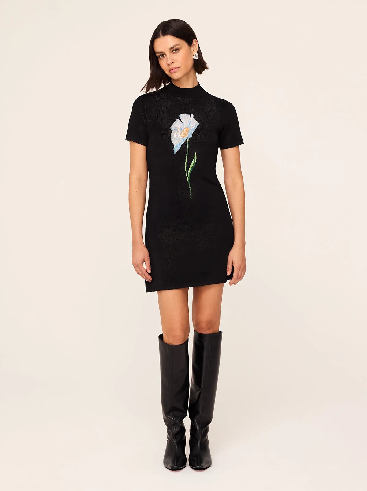Jamie Black Poppy Knit Mini Dress sold by KITRI Studio product image thumbnail 4