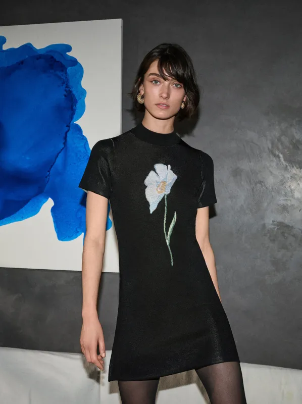 Jamie Black Poppy Knit Mini Dress sold by KITRI Studio