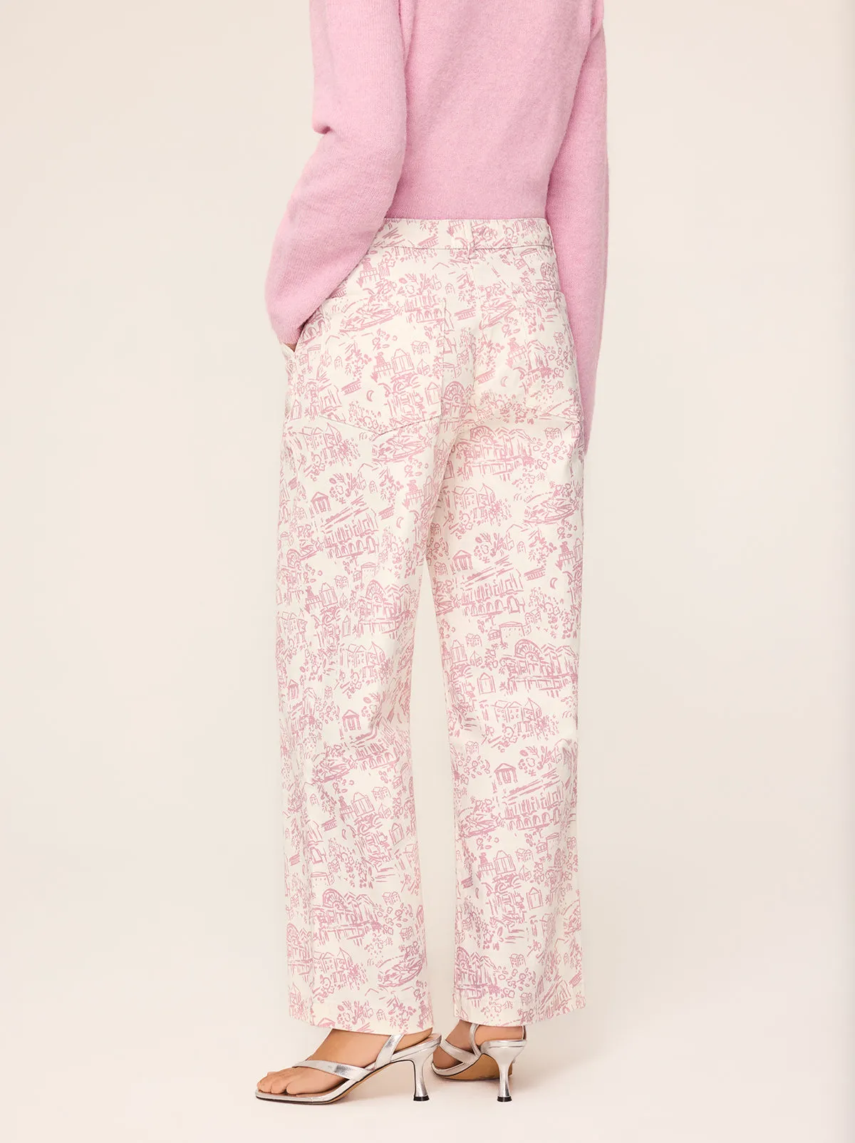 Remi Pink Theatre Print Denim Trousers sold by KITRI Studio product image thumbnail 4