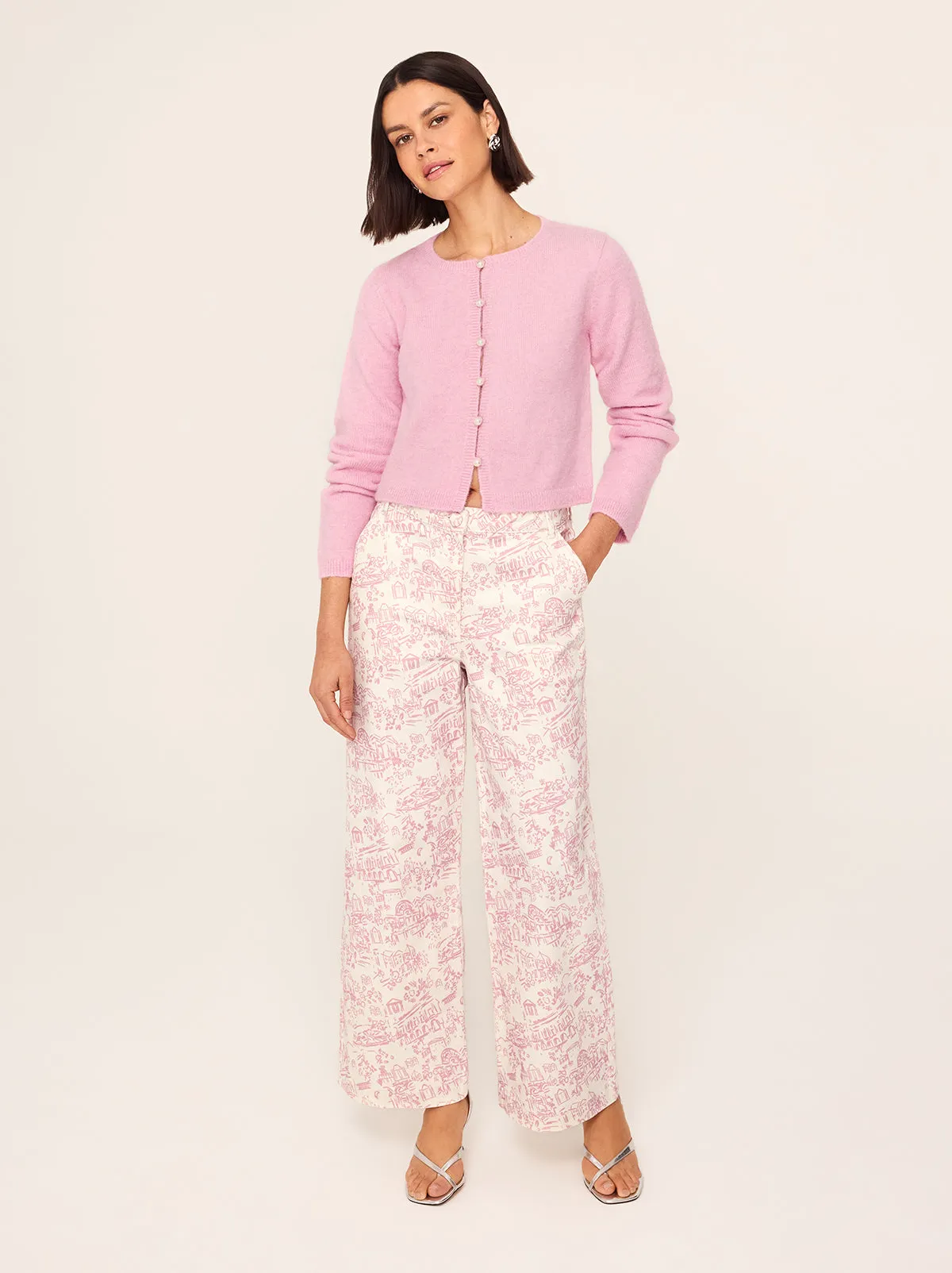 Remi Pink Theatre Print Denim Trousers sold by KITRI Studio product image thumbnail 3