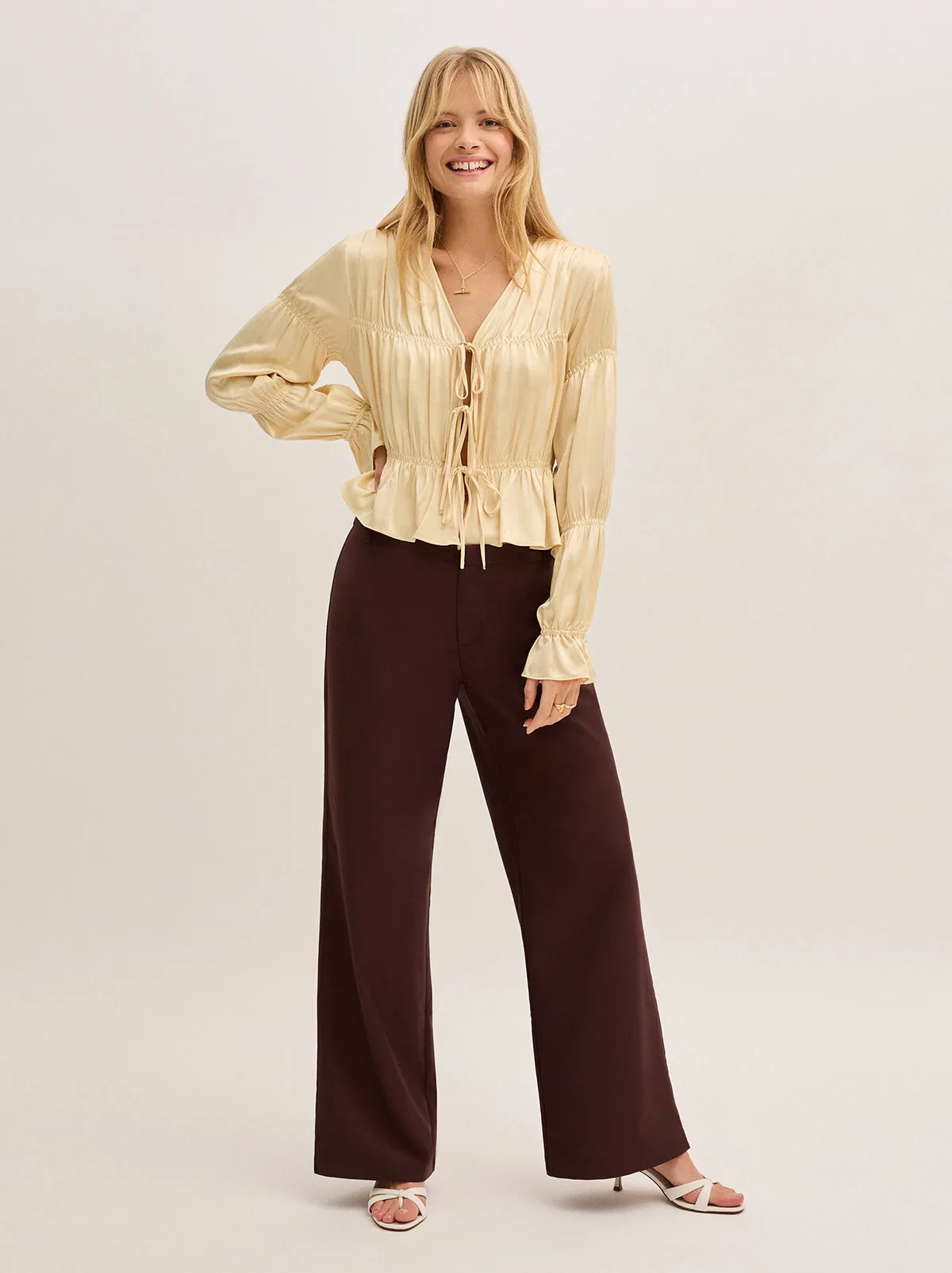 Maia Butter Yellow Satin Top sold by KITRI Studio product image thumbnail 2