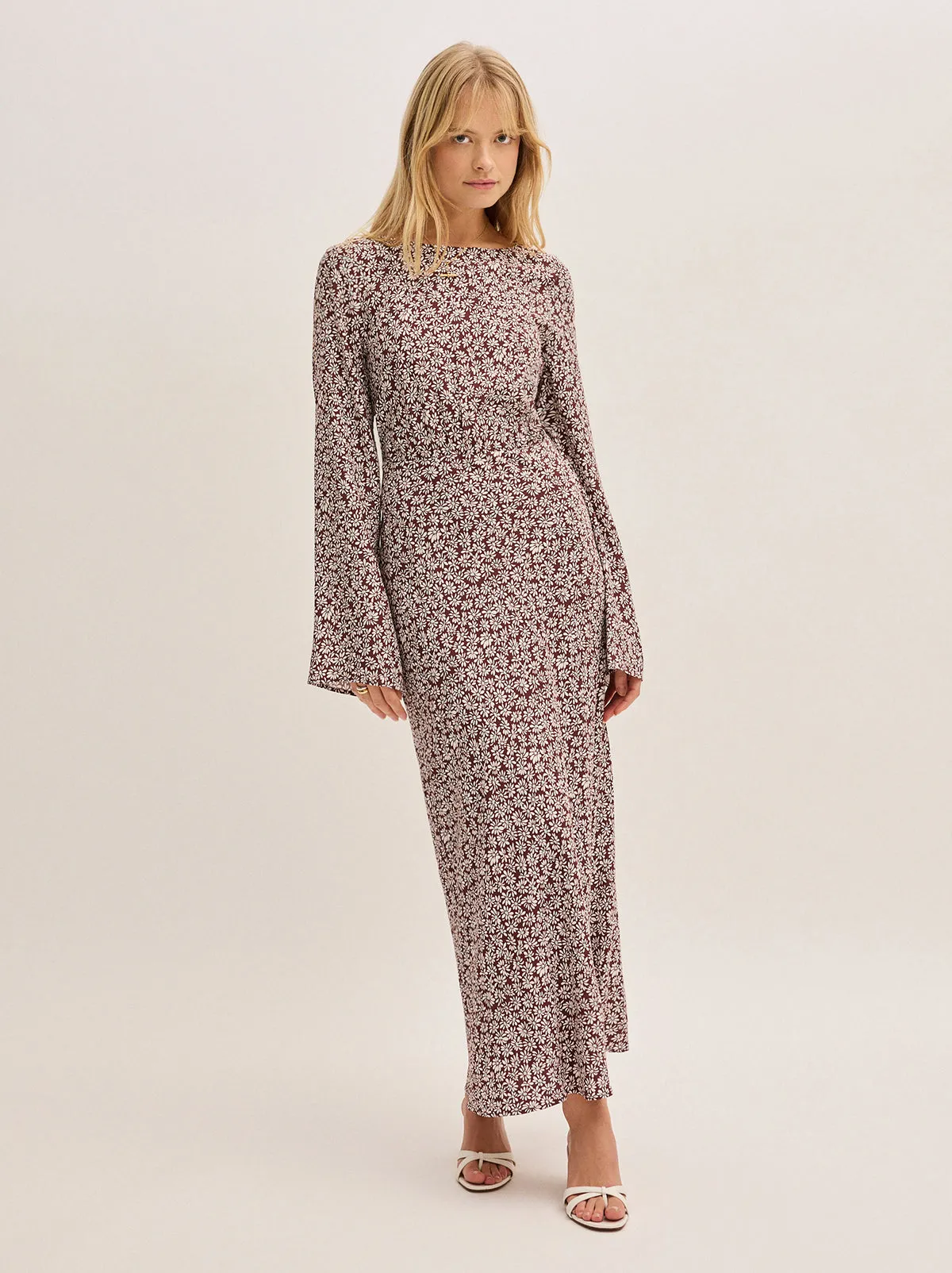 Adaline Aubergine Daisy Print Dress sold by KITRI Studio product image thumbnail 2