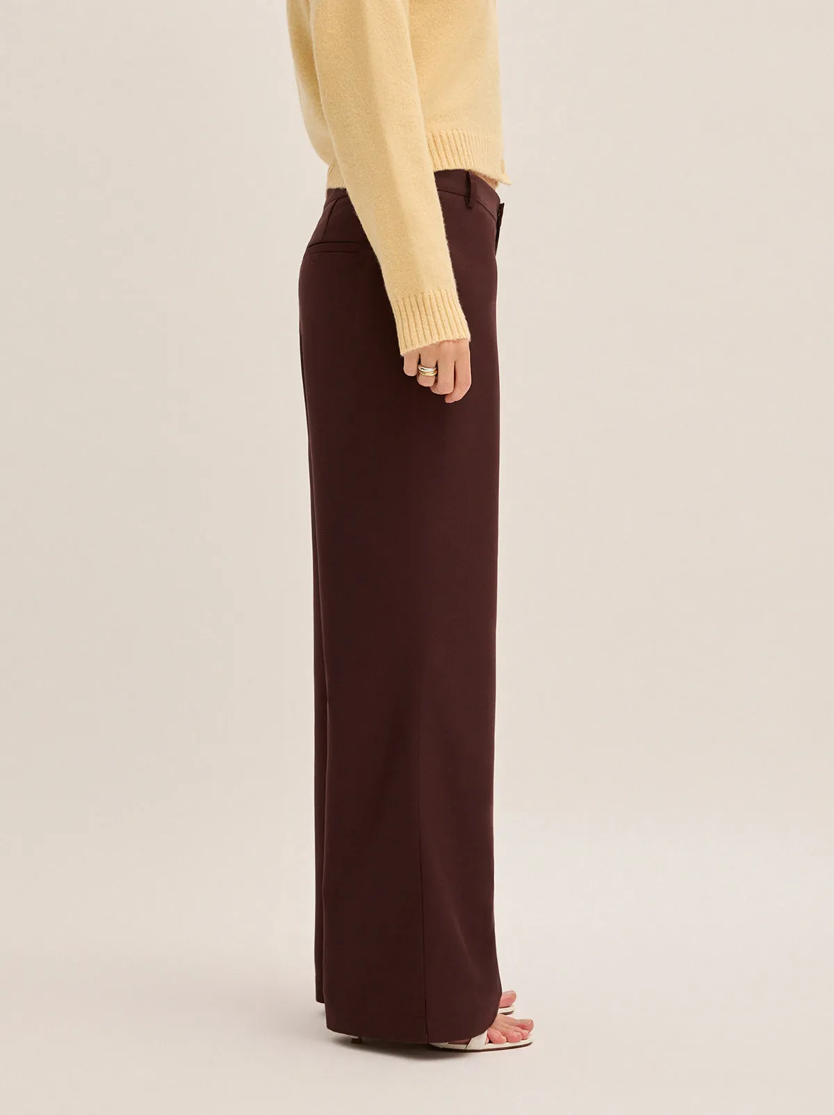 Helena Mocha Low Rise Tailored Trousers sold by KITRI Studio product image thumbnail 4
