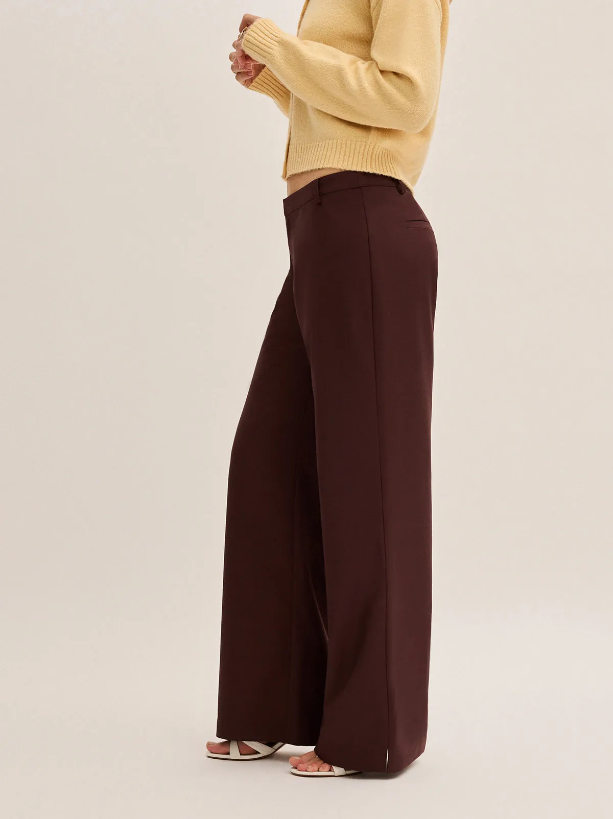 Helena Mocha Low Rise Tailored Trousers sold by KITRI Studio product image thumbnail 3