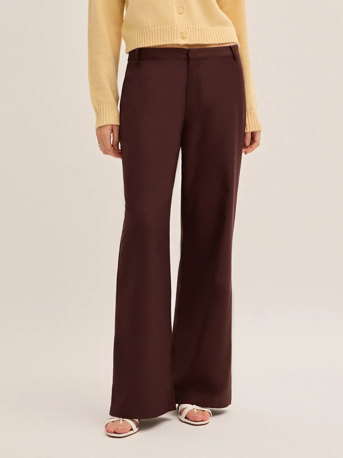 Helena Mocha Low Rise Tailored Trousers sold by KITRI Studio