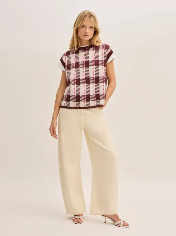 Dree Pink Check Vest sold by KITRI Studio