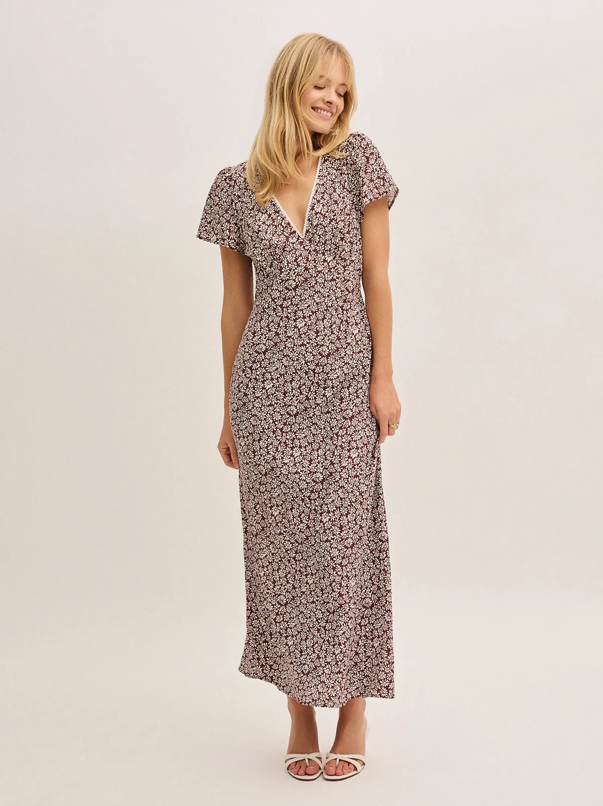 Talia Aubergine Daisy Print Dress sold by KITRI Studio product image thumbnail 2