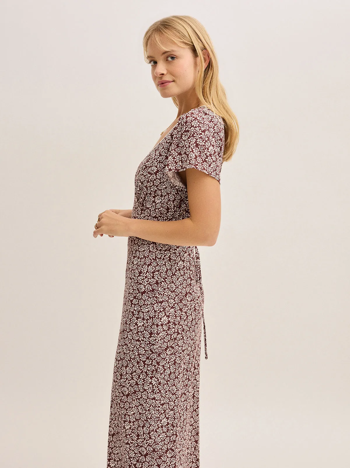 Talia Aubergine Daisy Print Dress sold by KITRI Studio product image thumbnail 4