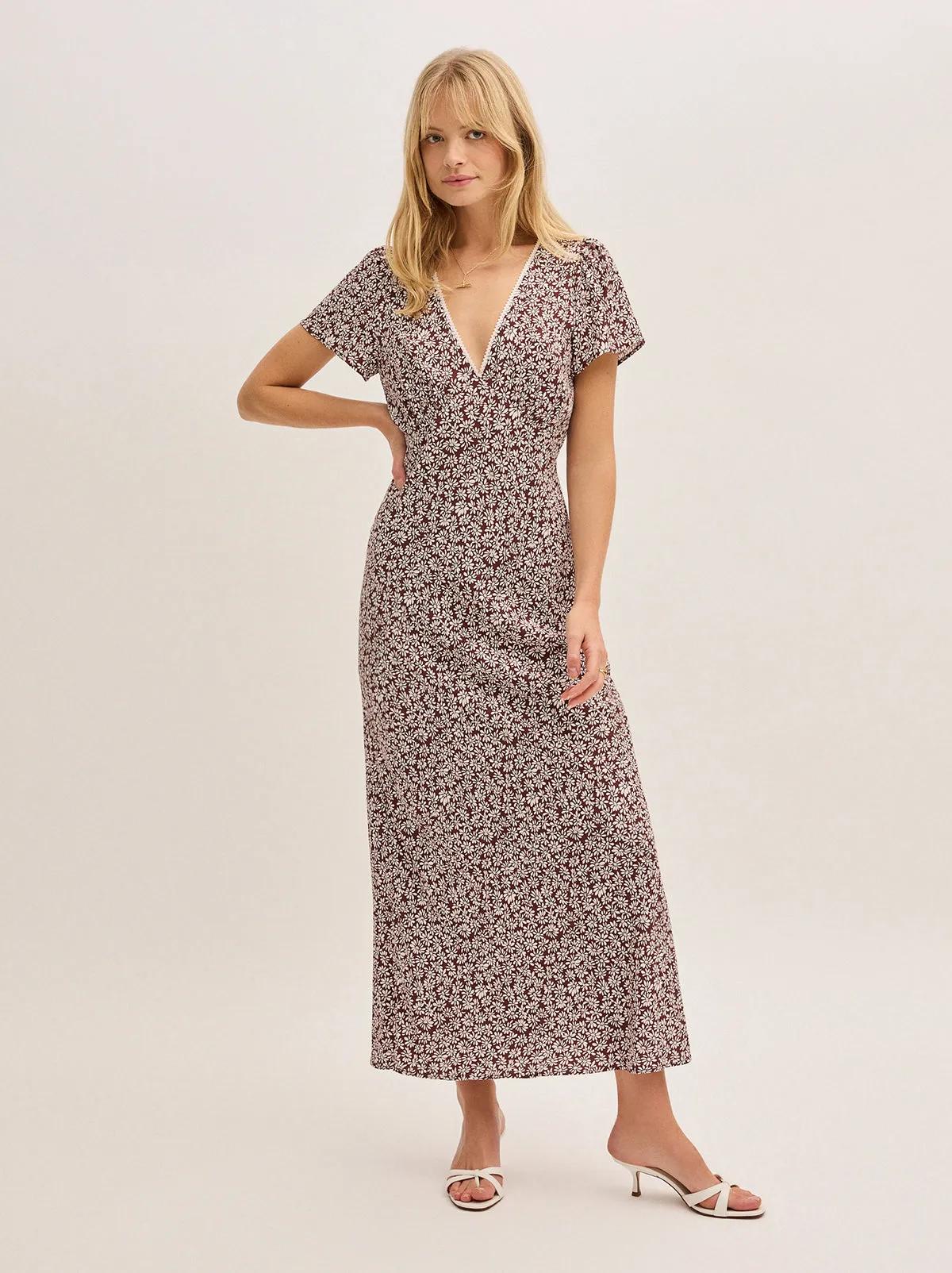 Talia Aubergine Daisy Print Dress sold by KITRI Studio product image thumbnail 3