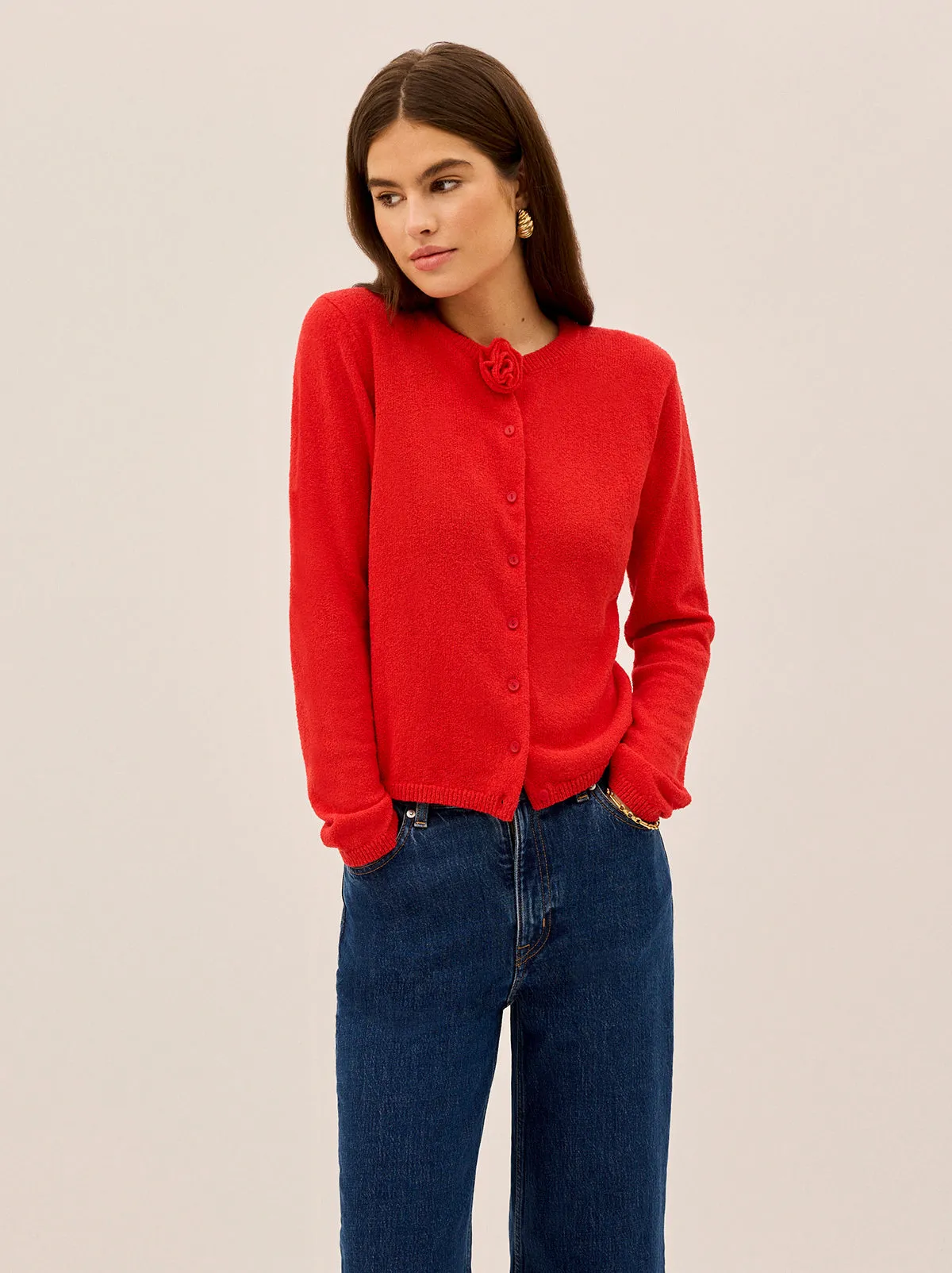 Cassandra Red Knit Cardigan sold by KITRI Studio product image thumbnail 3
