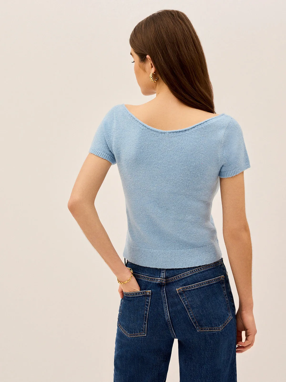 Leona Blue Knit Top sold by KITRI Studio product image thumbnail 4