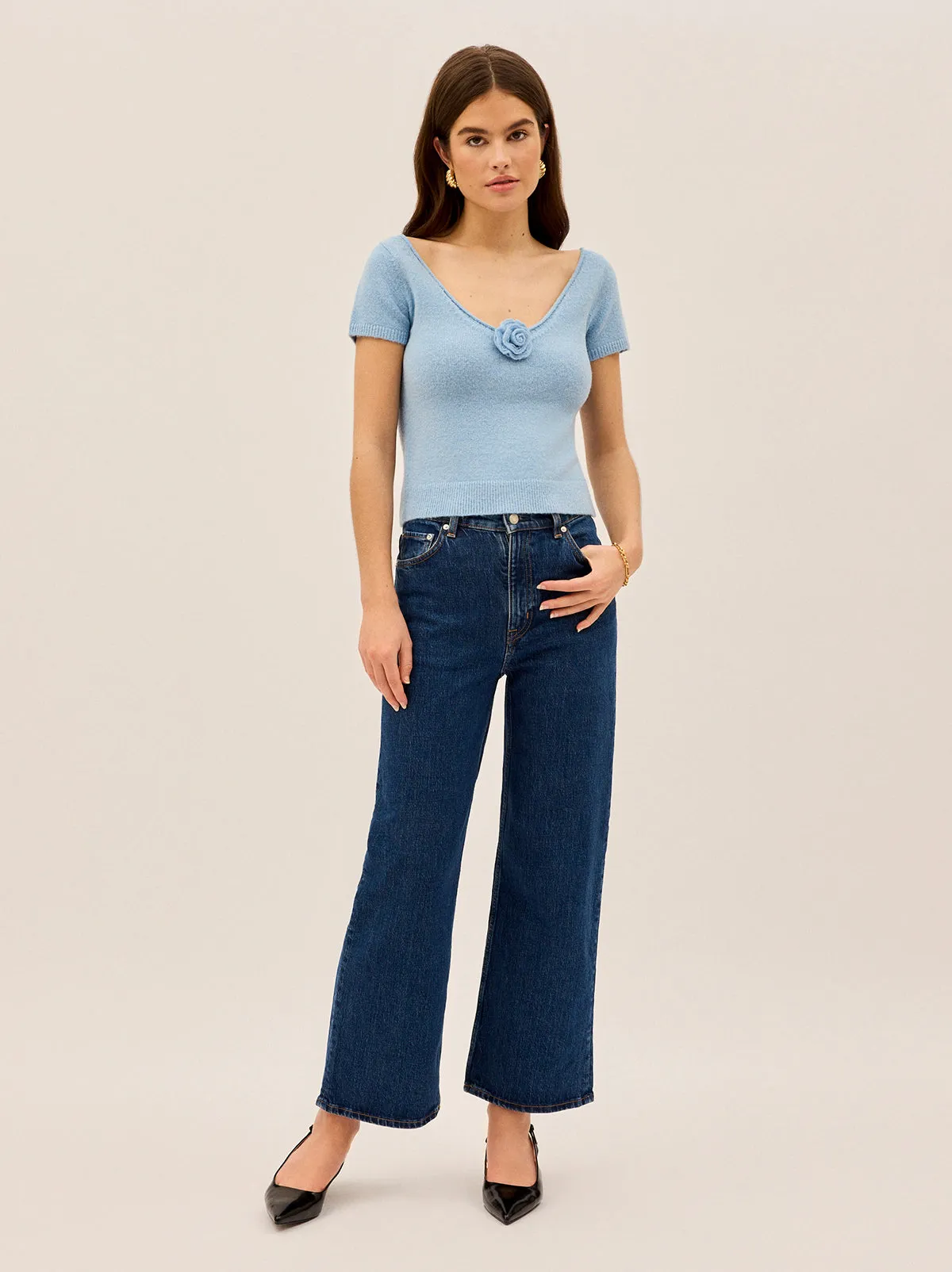 Leona Blue Knit Top sold by KITRI Studio product image thumbnail 3