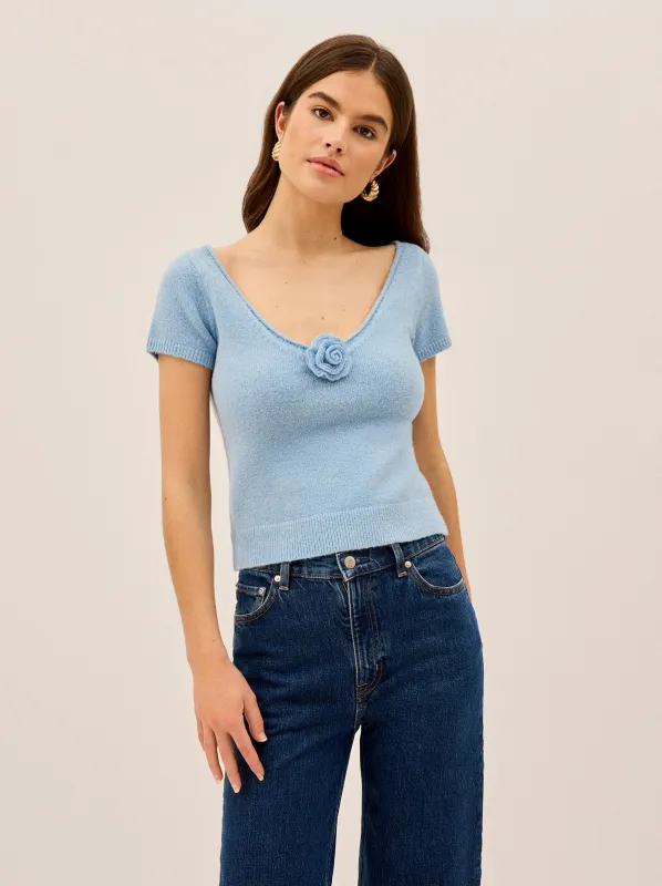 Leona Blue Knit Top sold by KITRI Studio