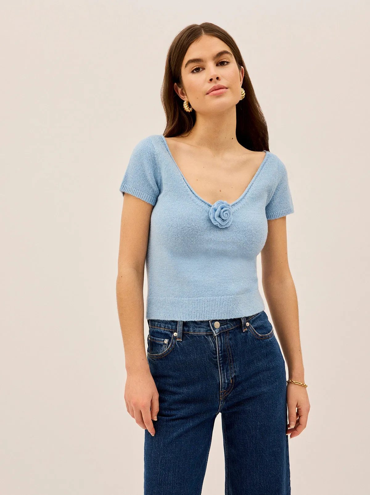 Leona Blue Knit Top sold by KITRI Studio product image thumbnail 2