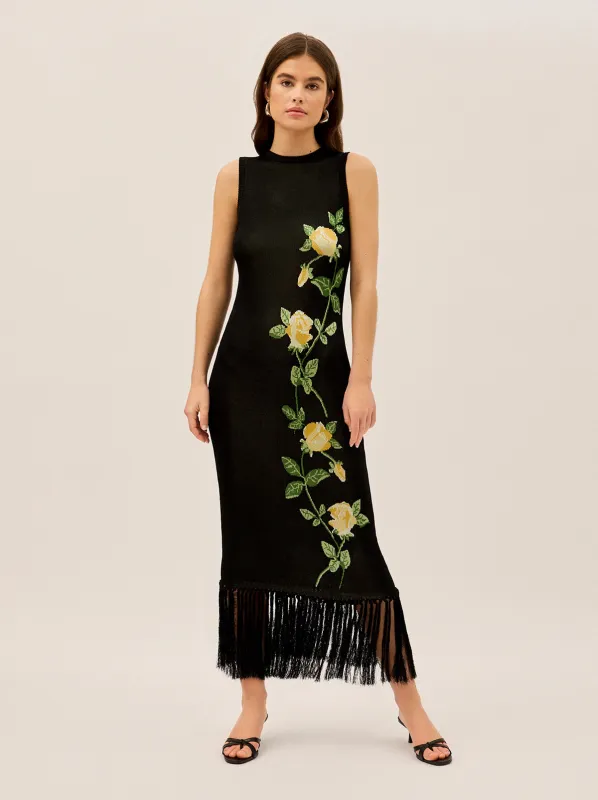 Blanca Black Rose Knit Dress sold by KITRI Studio