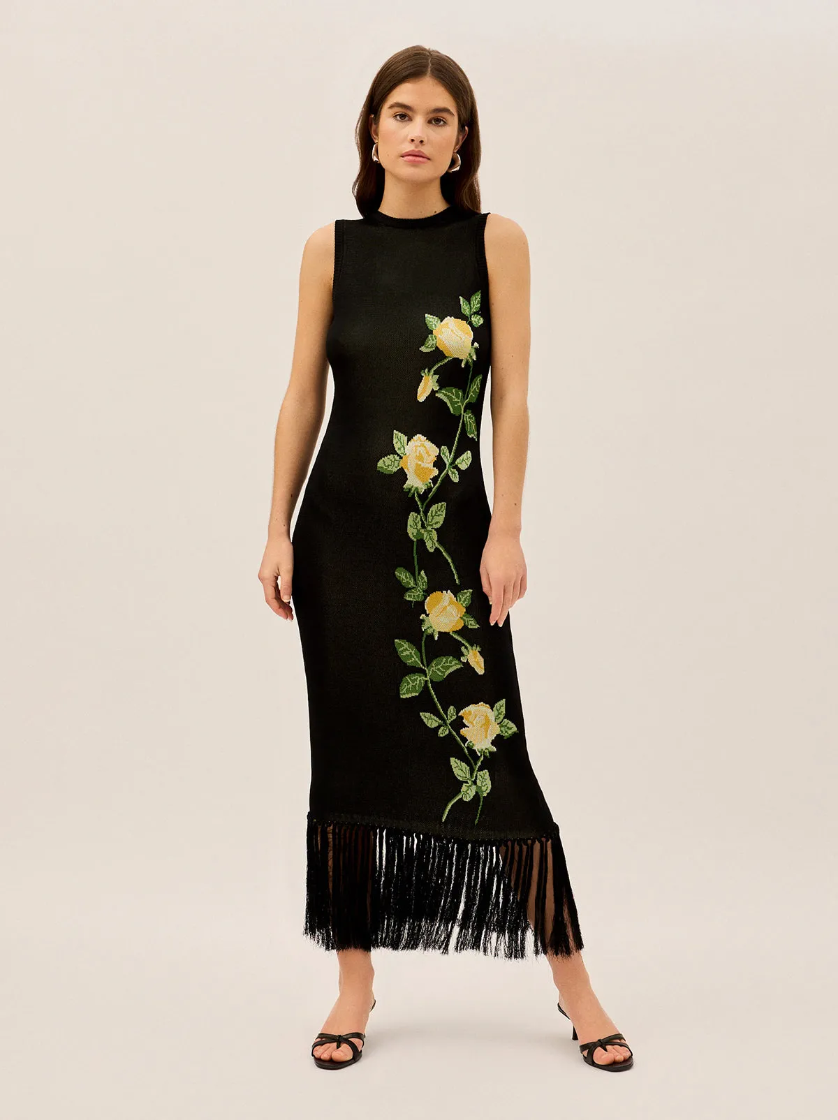 Blanca Black Rose Knit Dress sold by KITRI Studio