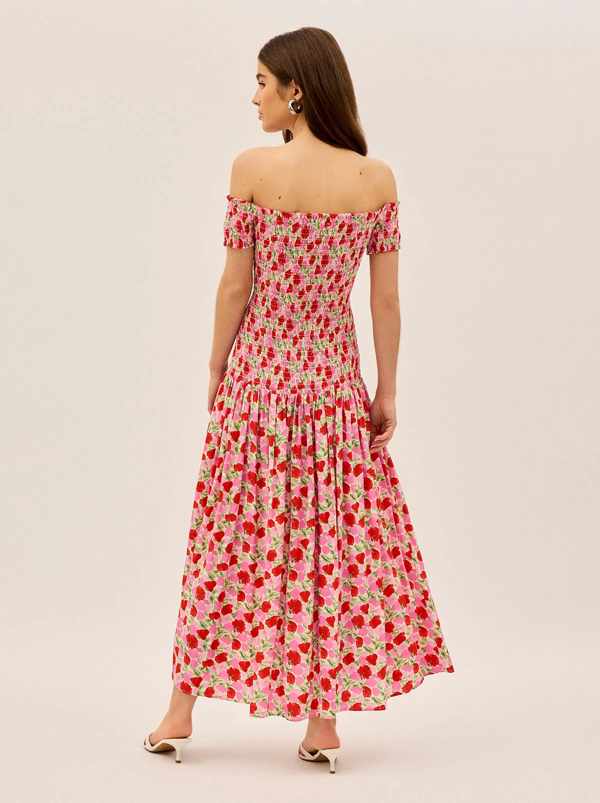 Alma Pink Floral Shirred Maxi Dress sold by KITRI Studio product image thumbnail 4