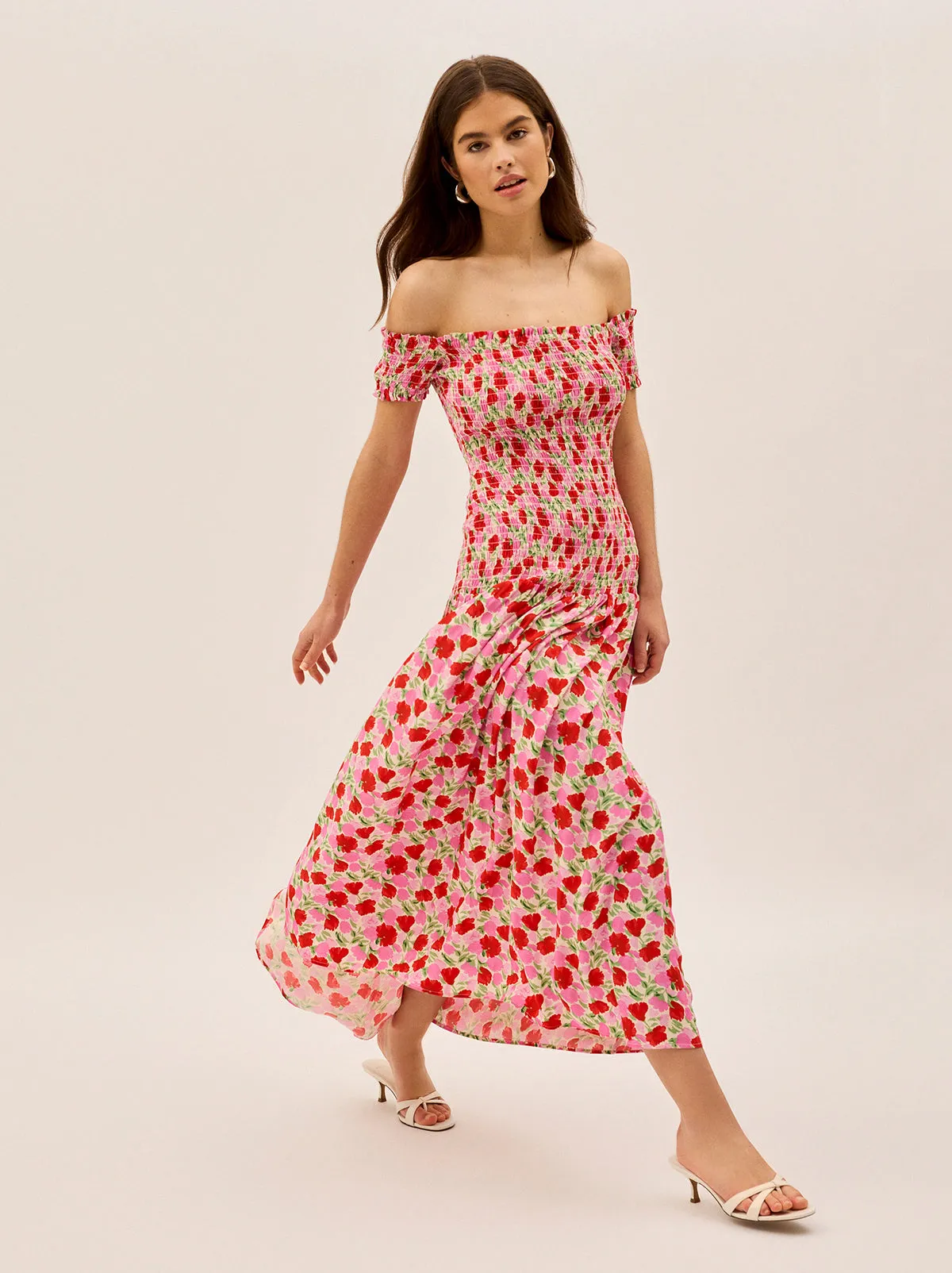 Alma Pink Floral Shirred Maxi Dress sold by KITRI Studio product image thumbnail 2