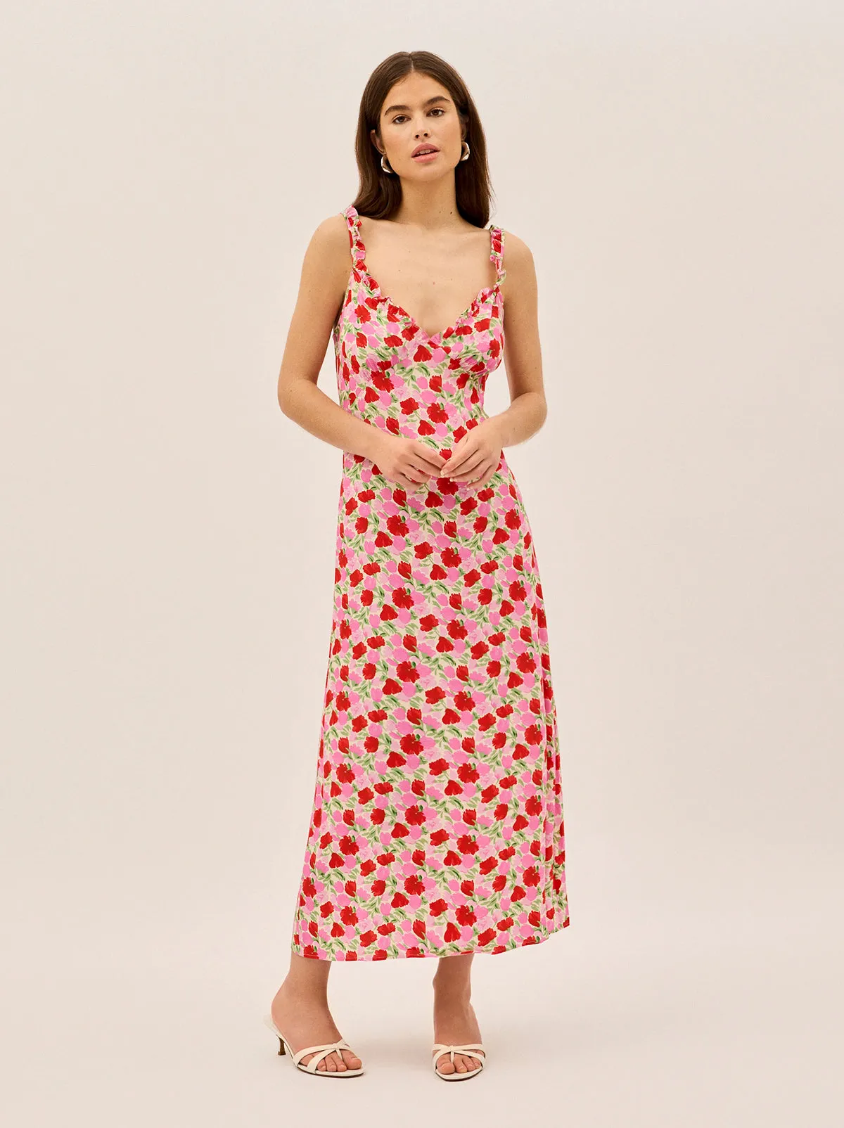 Alma Pink Floral Shirred Maxi Dress sold by KITRI Studio product image thumbnail 5