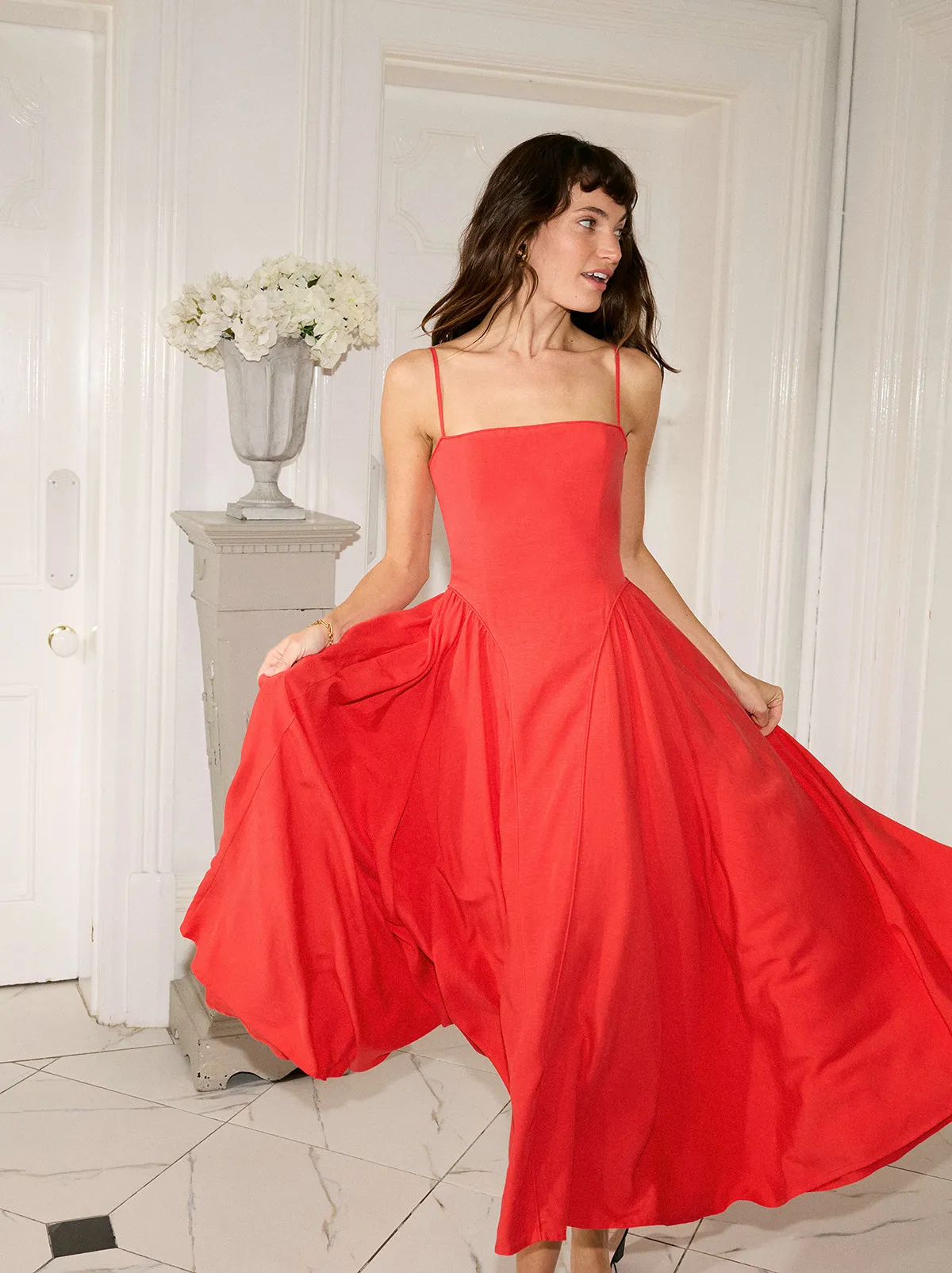 Alberta Red Linen Blend Dress sold by KITRI Studio