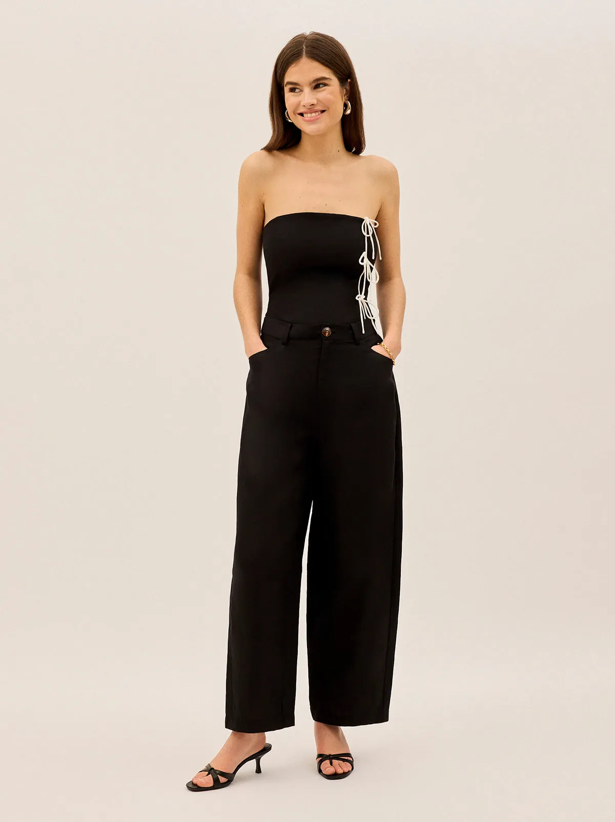 Katherine Black Linen Blend Strapless Top sold by KITRI Studio product image thumbnail 2