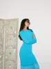Jordana Turquoise Fringed Knit Dress sold by KITRI Studio
