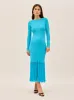 Jordana Turquoise Fringed Knit Dress sold by KITRI Studio