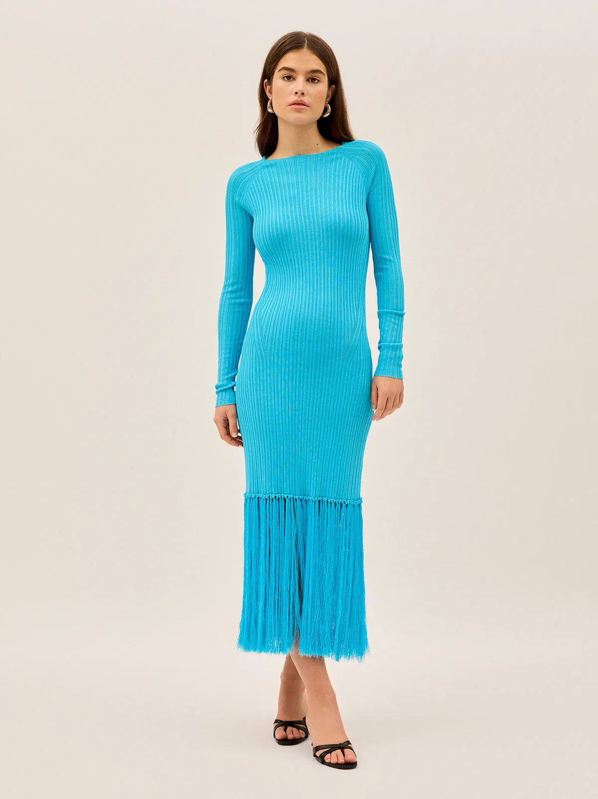 Jordana Turquoise Fringed Knit Dress sold by KITRI Studio product image thumbnail 2