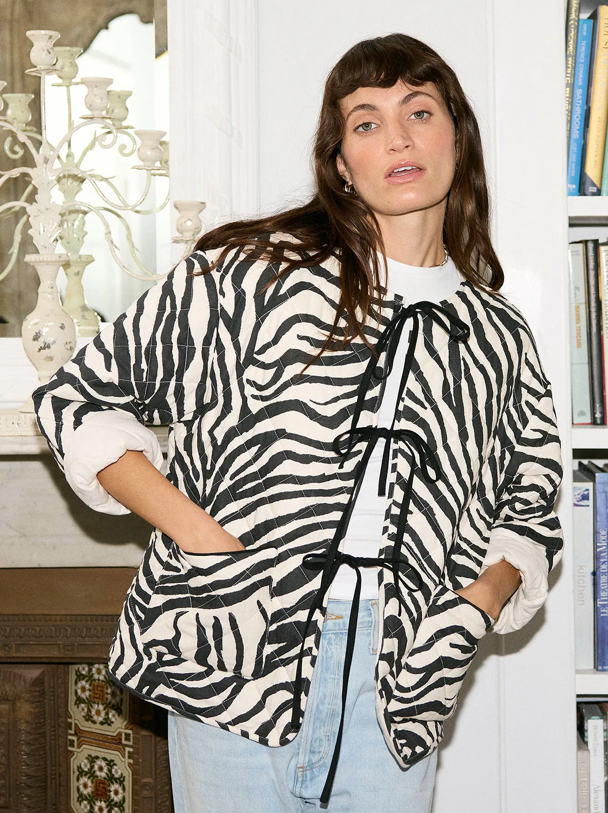 Theodora Cotton Linen Reversible Quilted Jacket sold by KITRI Studio