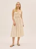 Arya Ivory Cotton Linen Dress sold by KITRI Studio