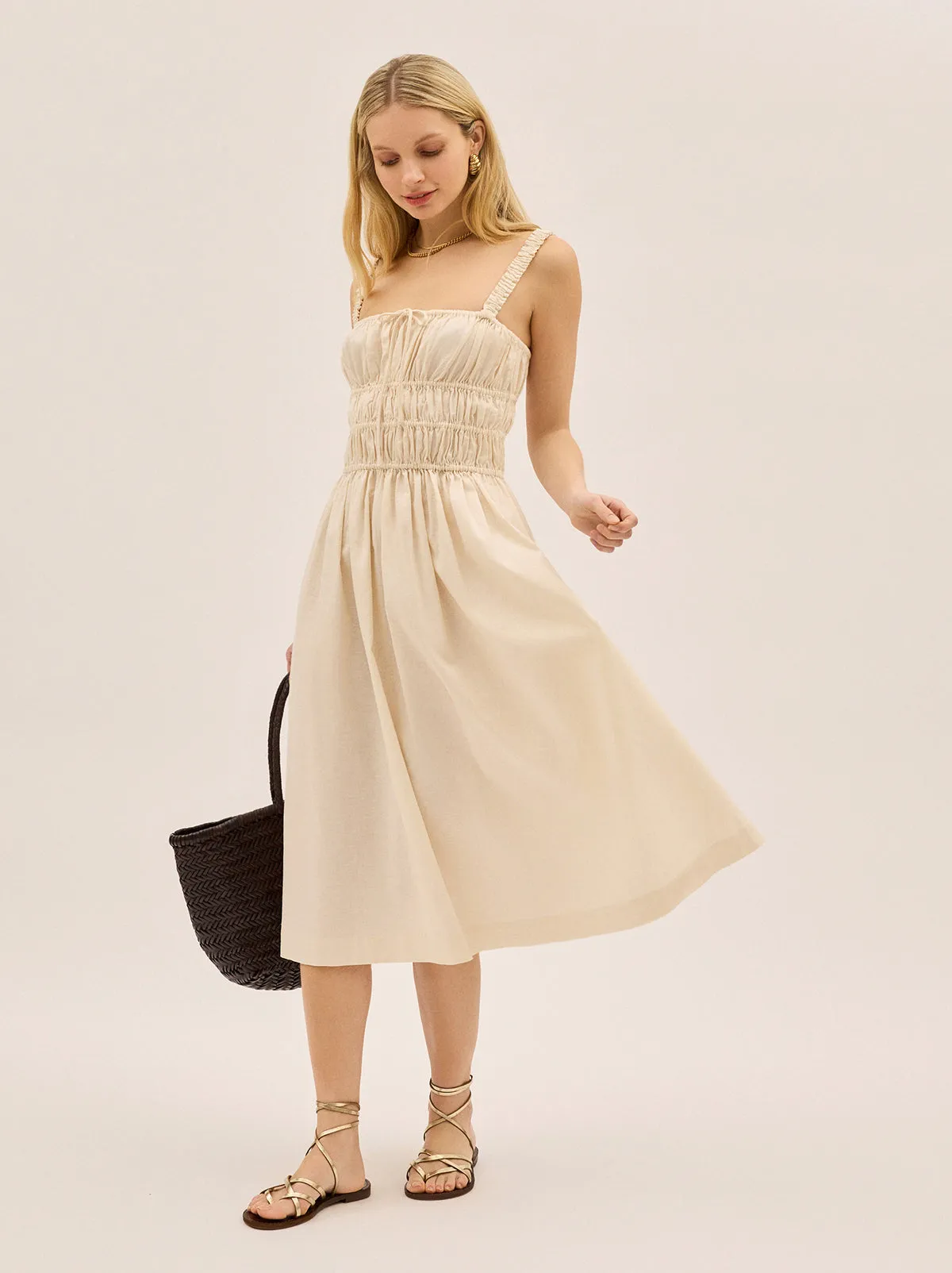 Arya Ivory Cotton Linen Dress sold by KITRI Studio product image thumbnail 3