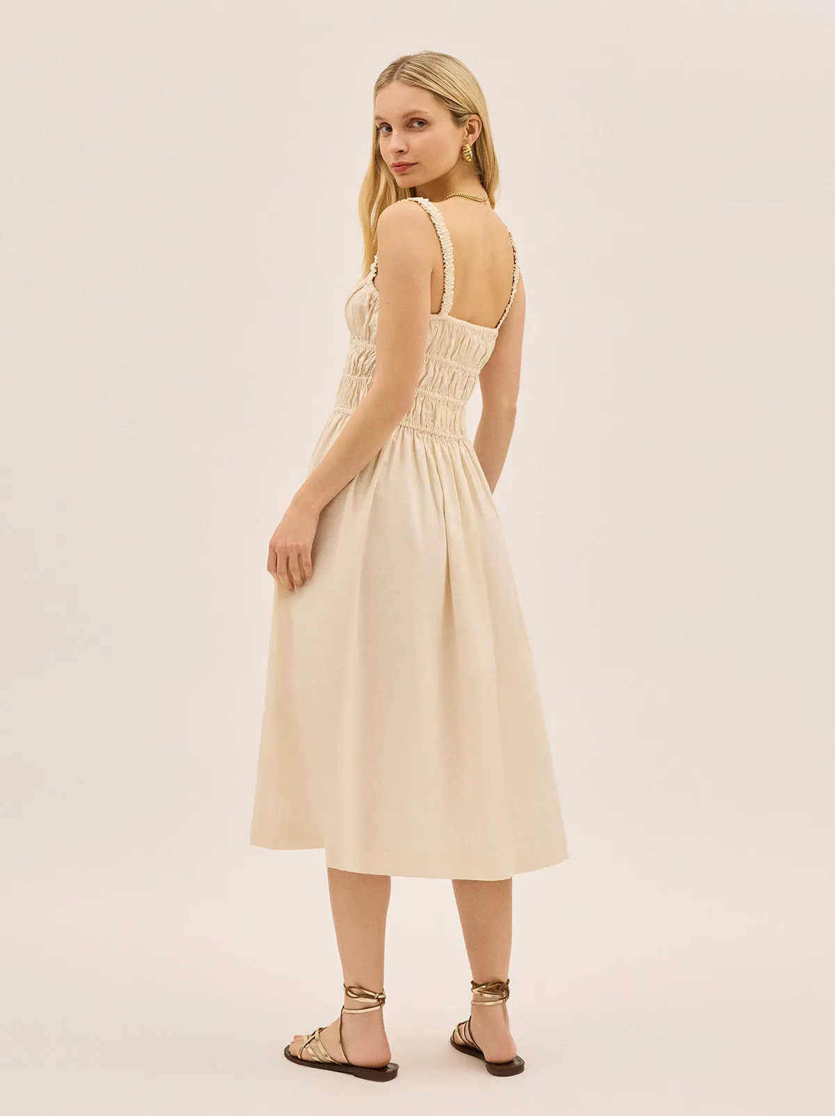 Arya Ivory Cotton Linen Dress sold by KITRI Studio product image thumbnail 4