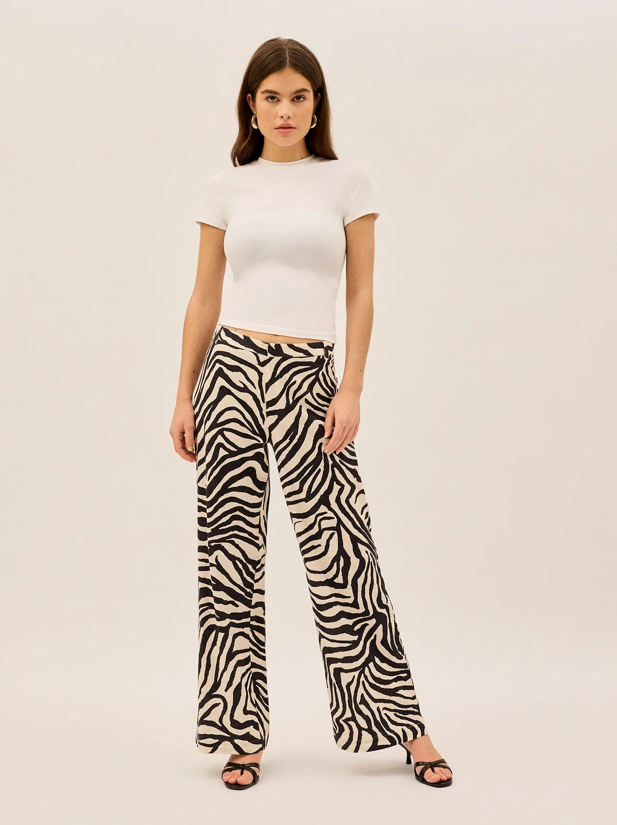 Helena Zebra Print Low Rise Tailored Trousers sold by KITRI Studio product image thumbnail 4
