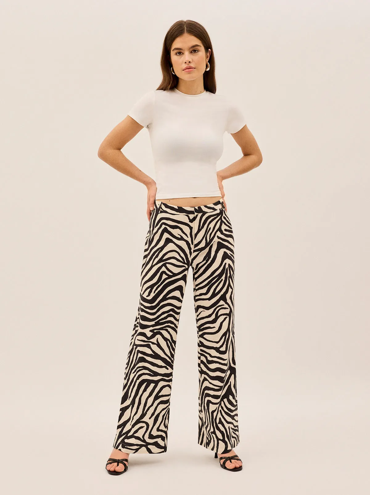 Helena Zebra Print Low Rise Tailored Trousers sold by KITRI Studio product image thumbnail 2