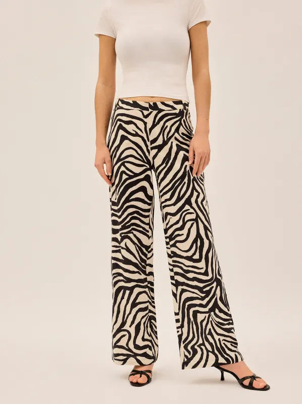 Helena Zebra Print Low Rise Tailored Trousers sold by KITRI Studio