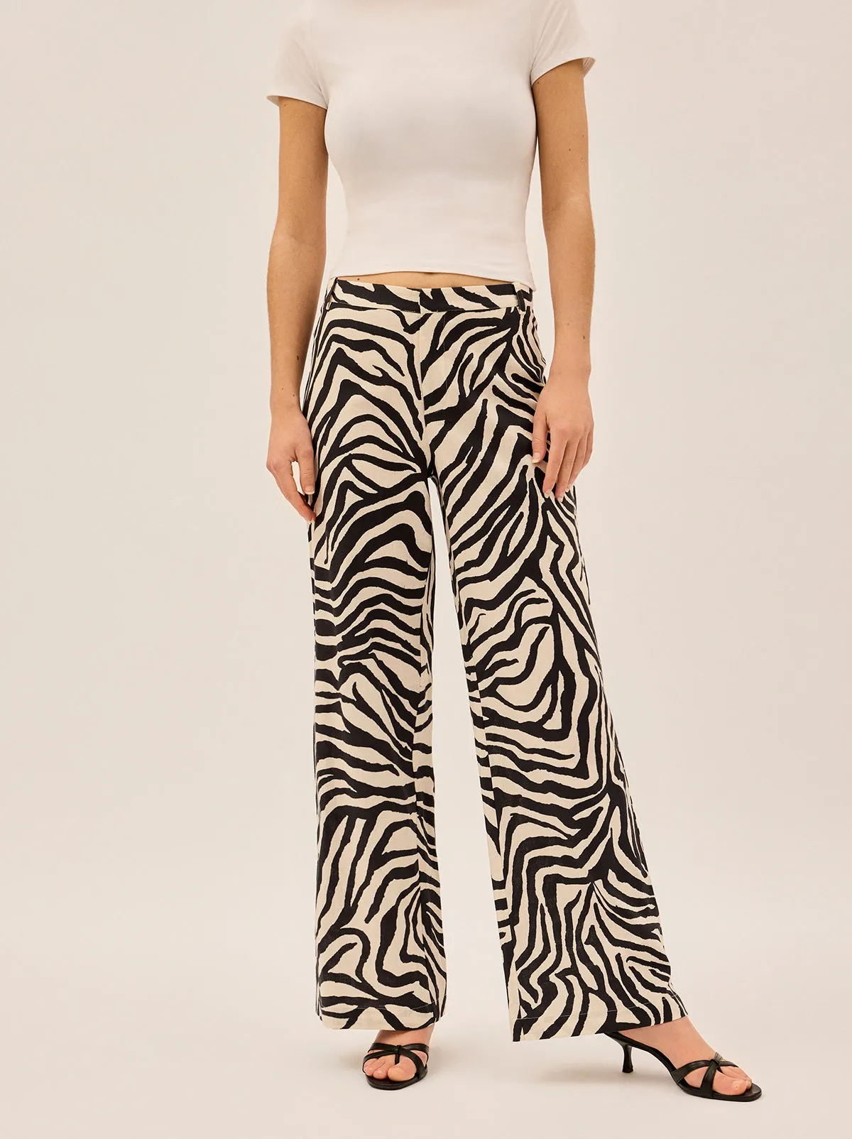 Helena Zebra Print Low Rise Tailored Trousers sold by KITRI Studio
