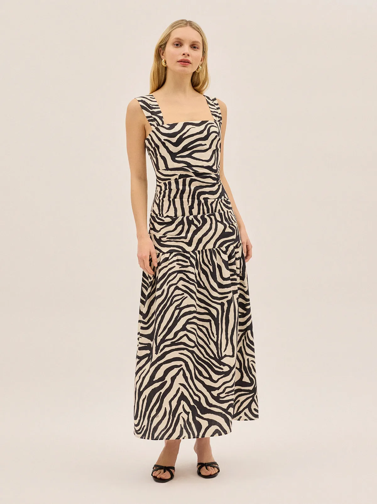 Reese Cotton Linen Zebra Print Dress sold by KITRI Studio