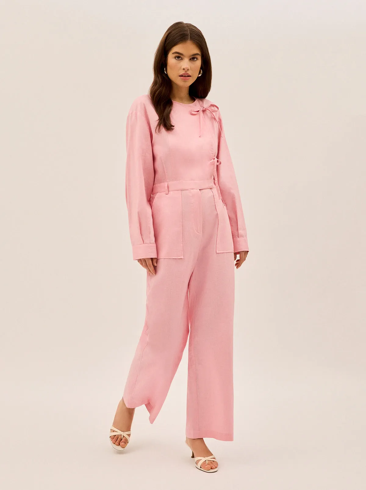 Esther Pink Cotton Linen Jumpsuit sold by KITRI Studio product image thumbnail 5