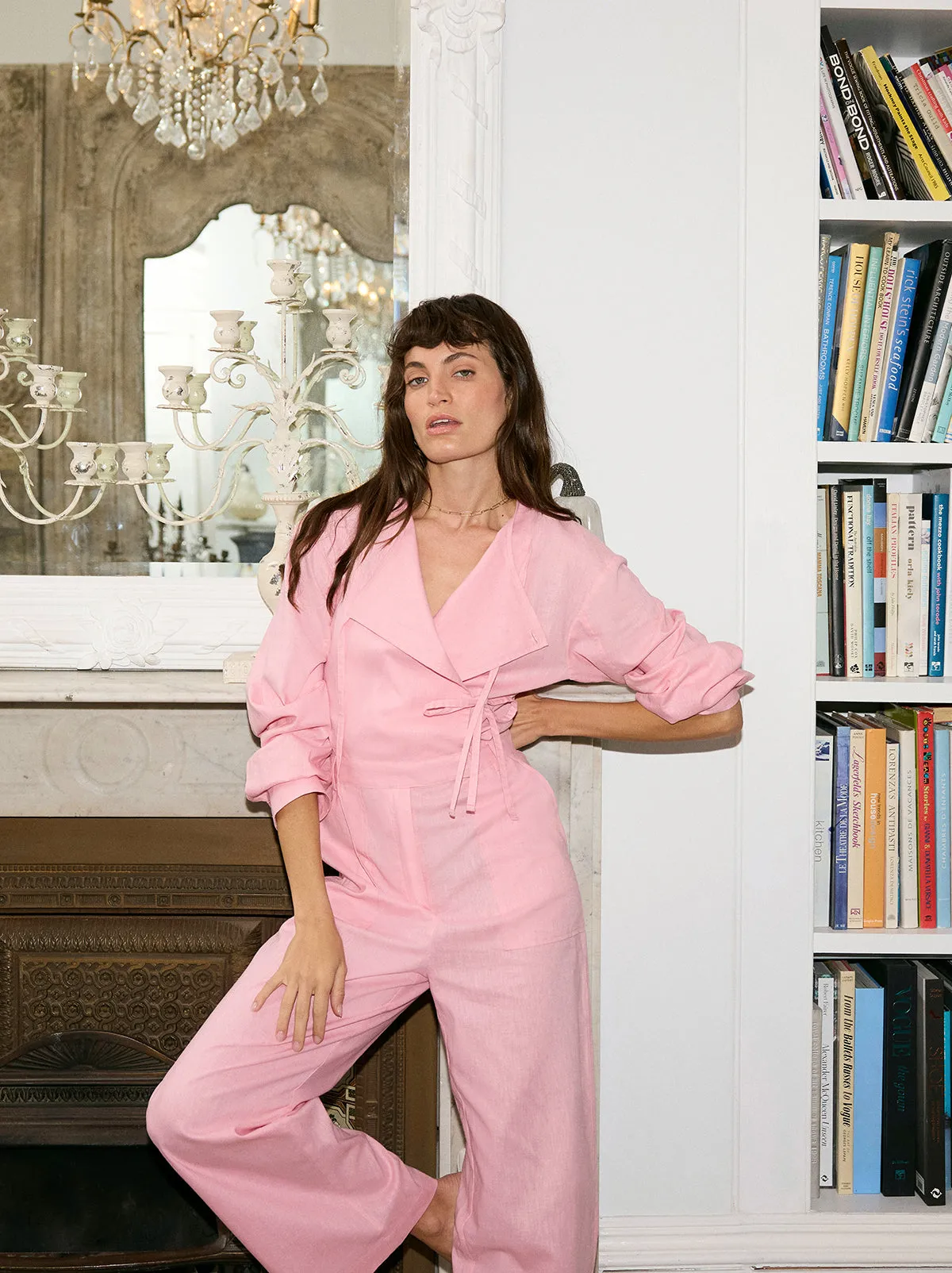 Esther Pink Cotton Linen Jumpsuit sold by KITRI Studio