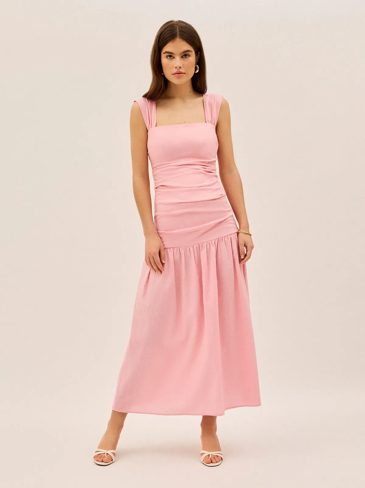 Reese Pink Cotton Linen Dress sold by KITRI Studio product image thumbnail 3