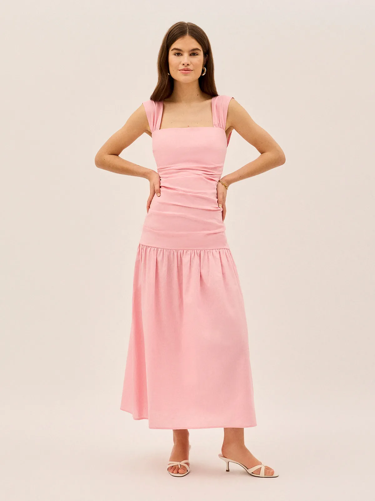 Reese Pink Cotton Linen Dress sold by KITRI Studio product image thumbnail 5