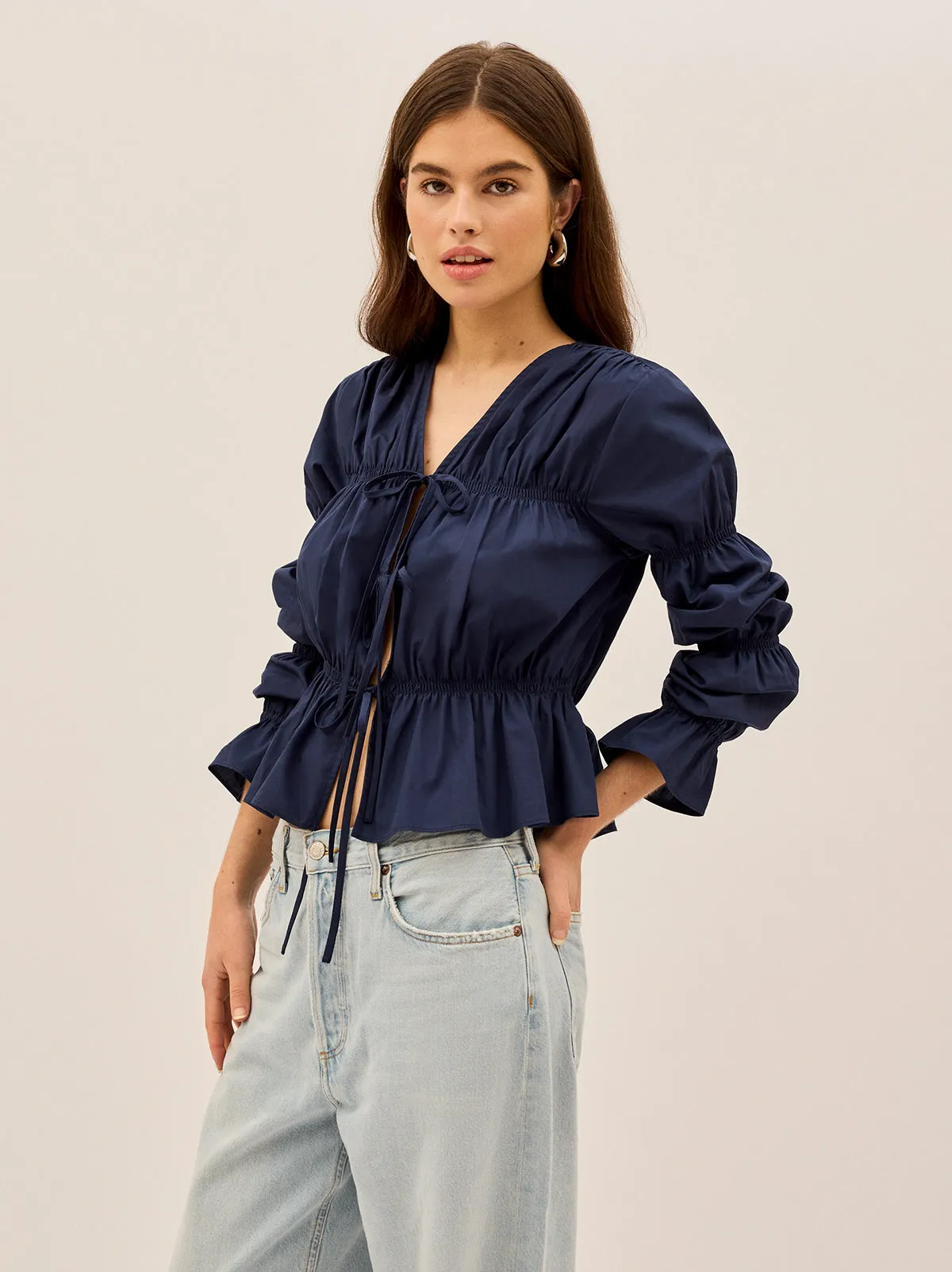 Maia Navy Cotton Top sold by KITRI Studio