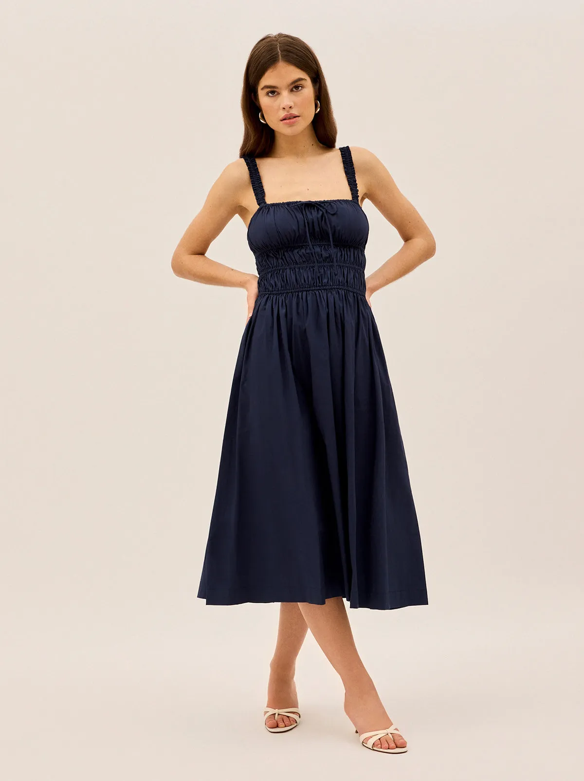 Arya Navy Cotton Midi Dress sold by KITRI Studio