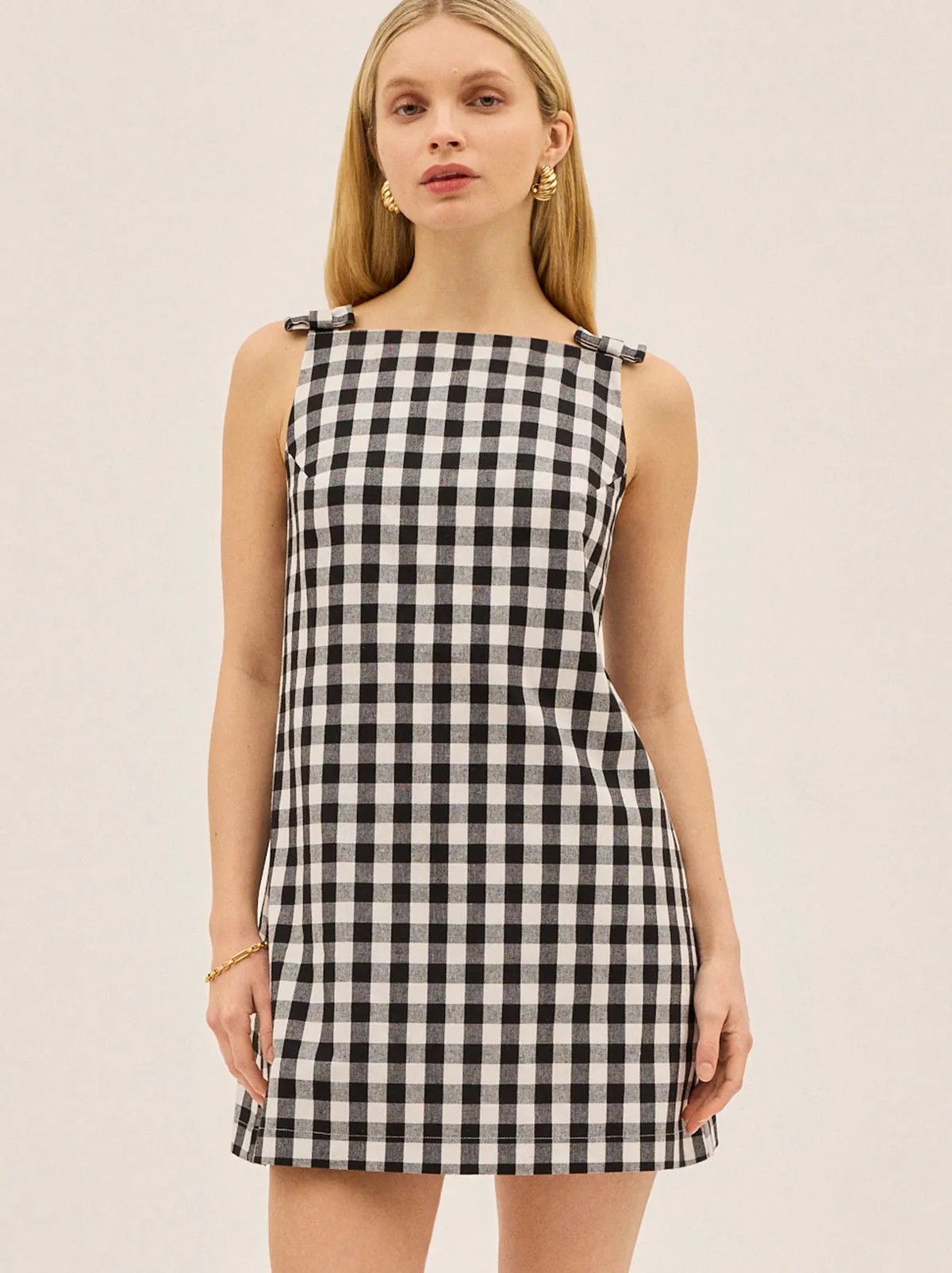 Angelica Gingham Linen Blend Mini Dress sold by KITRI Studio product image thumbnail 2