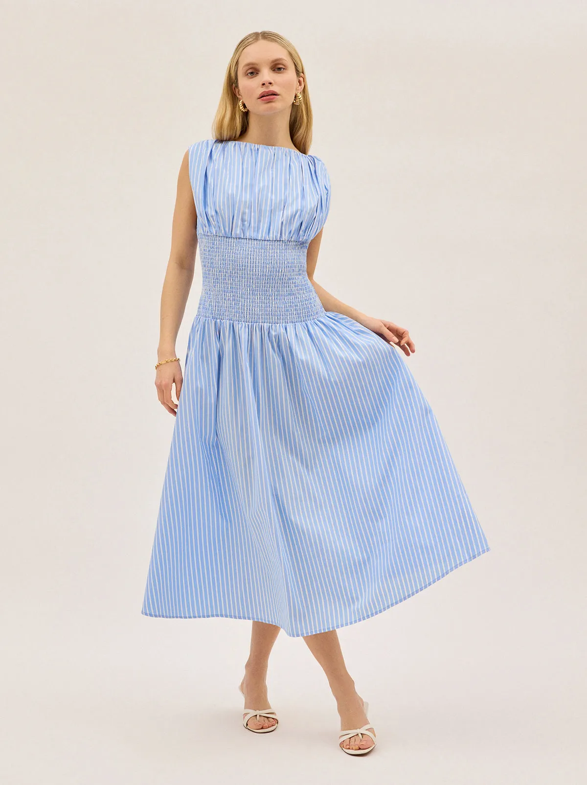 Julia Blue Striped Cotton Dress sold by KITRI Studio product image thumbnail 2