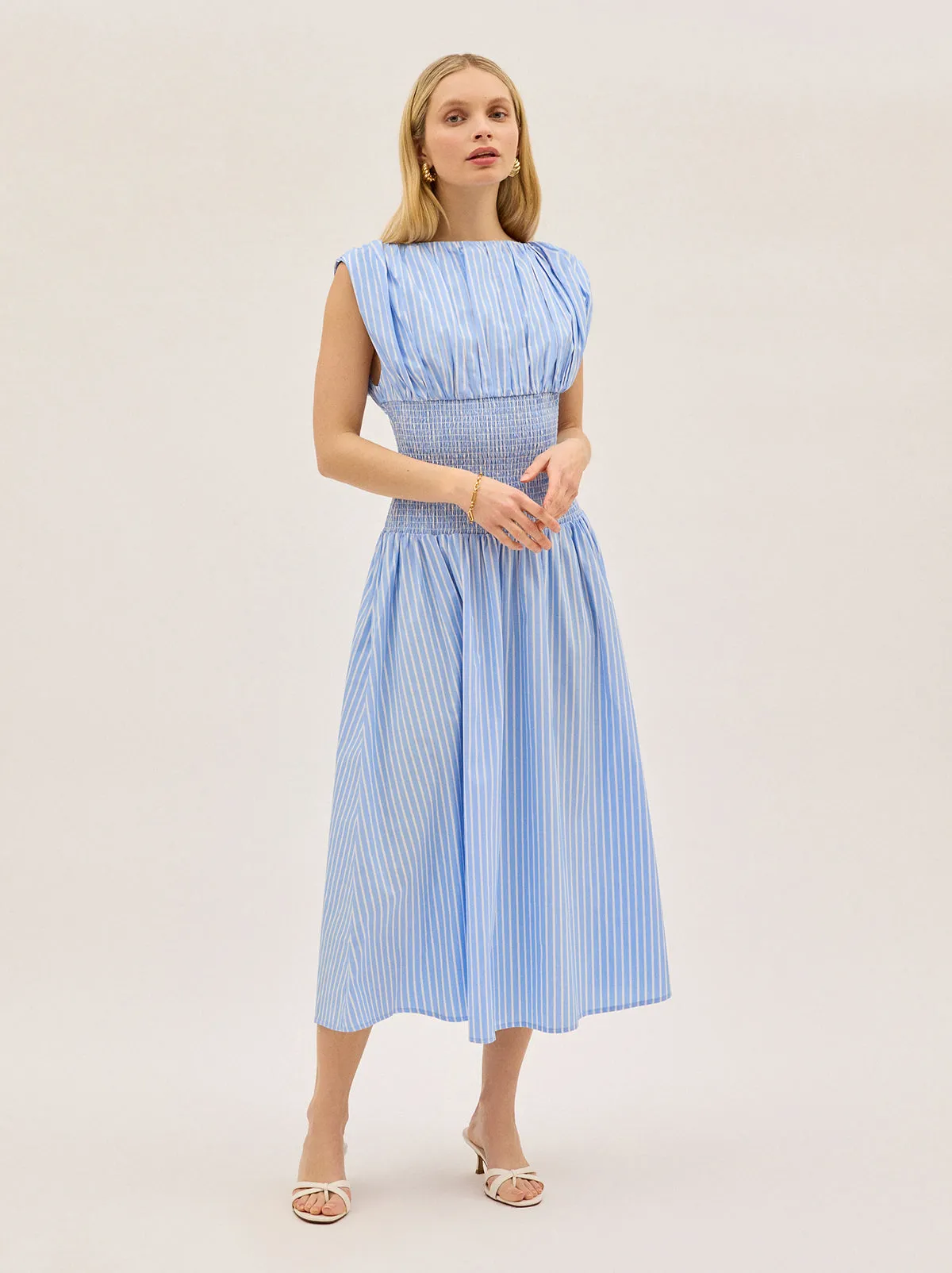 Julia Blue Striped Cotton Dress sold by KITRI Studio product image thumbnail 3