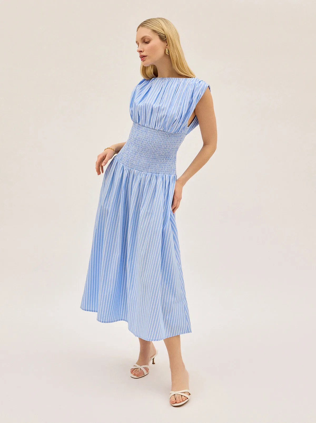 Julia Blue Striped Cotton Dress sold by KITRI Studio product image thumbnail 5